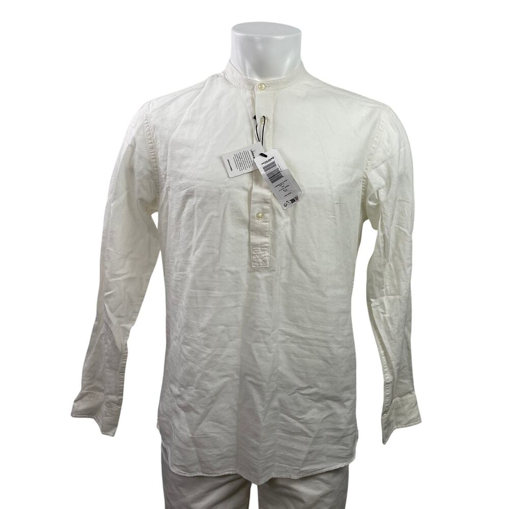 NEW Jack & Jones Breeze Men's White Half Button Henley Long Sleeve Shirt Size L